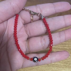 Red Beaded Evil Eye Bracelet